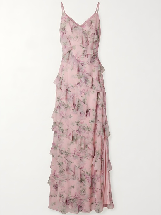 Mable Dresses & Skirts - MABLE Pink Floral Ruffle Tiered Maxi Dress, size M